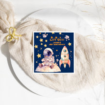 Blå rymdstjärnor och astronauter Barns födelsedag 