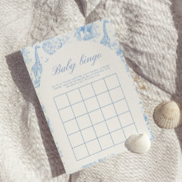 Blå Safari Toile de Jouy Baby Shower Bingo-spel