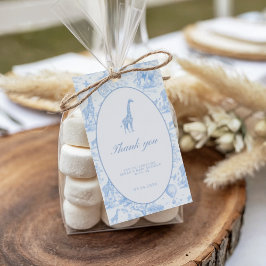 Blå Safari Toile de Jouy Baby Shower Presentetikett