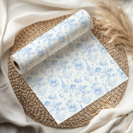 Blå Safari Toile de Jouy Baby Shower Presentpapper