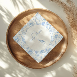 Blå Safari Toile De Jouy Pojke Babyshower Pappersservett