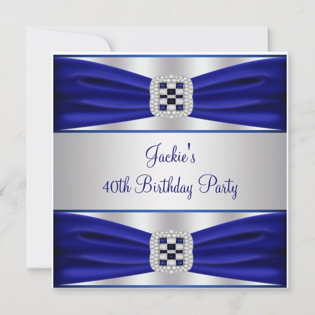 Blå Safir Diamant 40-årsfirande Inbjudningar (Framsida)