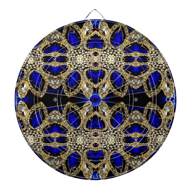 Blå safir gemstone-diamant guld darttavla (Framsidan)