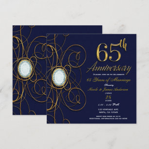 Blå Safir & Guld Diamant 65 65-årsjubileum Inbjudningar