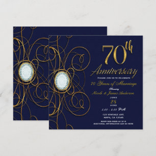 Blå Safir & Guld Diamant 70 70-årsjubileum Inbjudningar