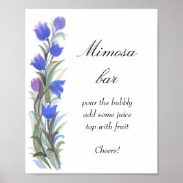 Blå salvia grön vildblomma Mimosa bar Poster