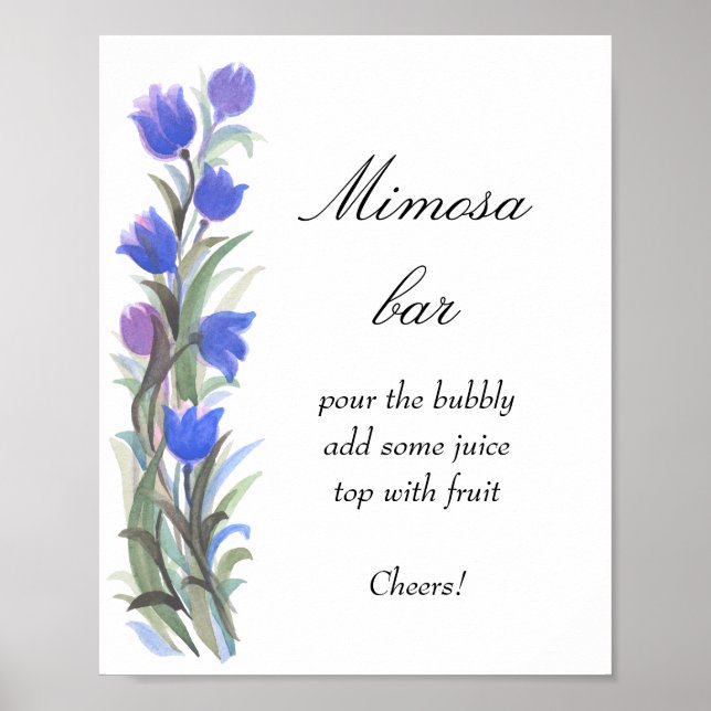 Blå salvia gröna vilda blommor Mimosa bar     Poster (Framsidan)