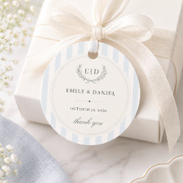 Blå & Salvrosa Randig Monogram Bröllop Gåvor Etiketter