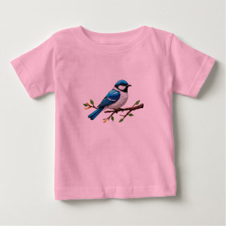 Blå sångfågel på grenillustration t shirt