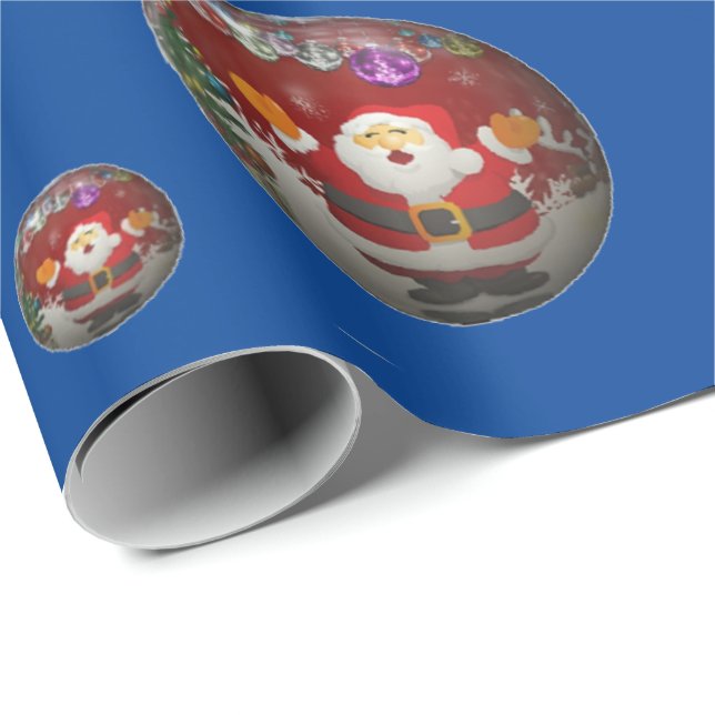 Blå Santa Wrapping Papper Presentpapper (Rullad Hörn)