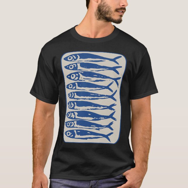 Blå Sardiner T Shirt (Framsida)