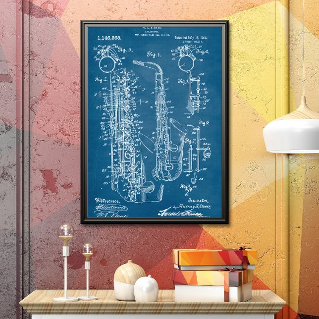 Blå | Saxofonpatent Poster (Skapare uppladdad)