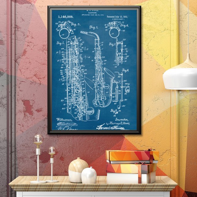 Blå | Saxofonpatent Poster (Skapare uppladdad)