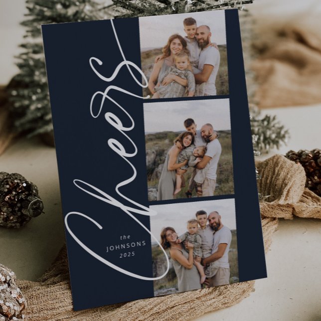 Blå schackbräde - enkel modern Elegant - Jul Julkort (Skapare uppladdad)