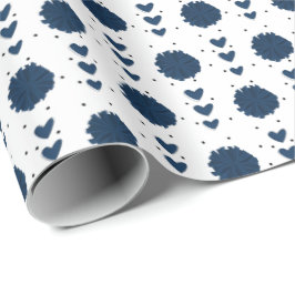 Blå schackpoms och örter Mönster Presentpapper