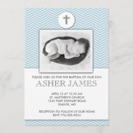Blå schakton Baby Baptism - julklappning Inbjudningar