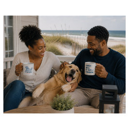 Blå seersucker hundsilhuett kaffe kaffemugg