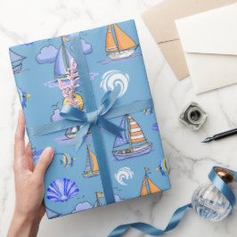 Blå segelbänk Papper Presentpapper