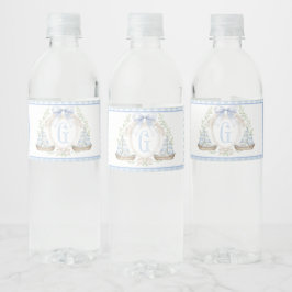Blå segelbåt baby shower vattenflasksetiketter vattenflaskor etikett