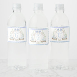Blå segelbåt baby shower vattenflasksetiketter vattenflaskor etikett