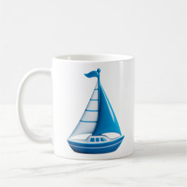 Blå segelbåt kaffemugg