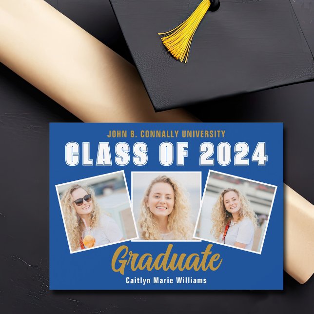 Blå senior fotokollage klass 2026 examen meddelande (Skapare uppladdad)