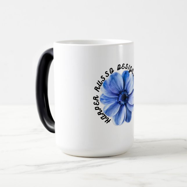 Blå Serenitets Blomsterkonst Magisk Mugg (Framsida vänster)