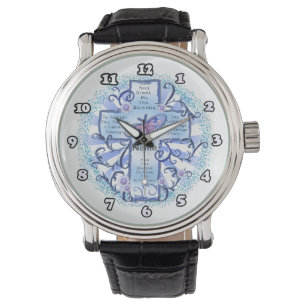 Blå Serenitets Kors Armbandsur