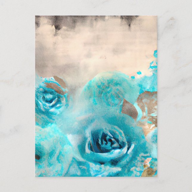 Blå Shabby chic Ephemera Design Series 7 Helg Vykort (Framsida)