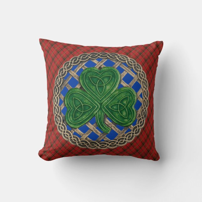Blå Shamrock Celtic Knots on Red Play Kudde (Framsida)