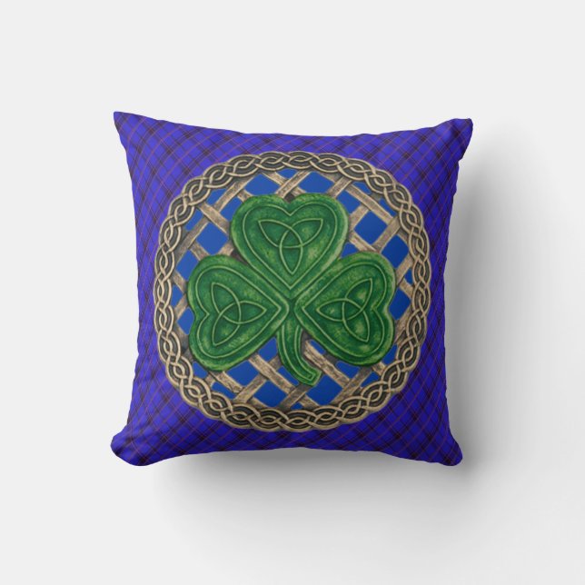 Blå Shamrock Celtic Knots på Blue Play Kudde (Framsida)