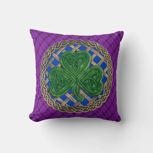 Blå Shamrock Celtic Knots på Lila Play Kudde (Framsida)