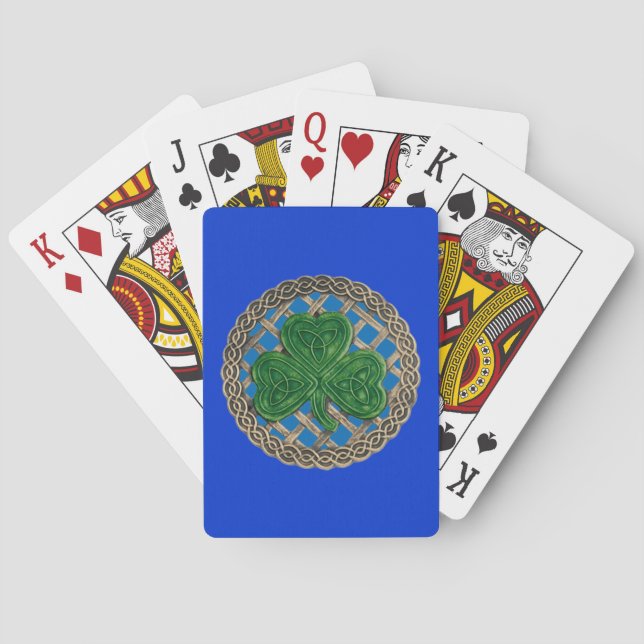 Blå Shamrock på de keltiska knoppkort Casinokort (Baksidan)