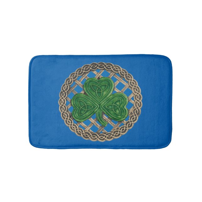 Blå Shamrock på keltiska badkar Badrumsmatta (Framsidan)