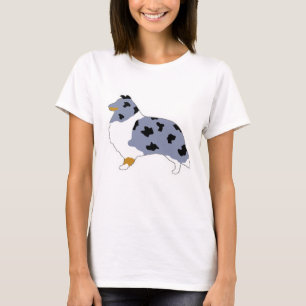 Blå shetland fårhundsblå merle vit och tan silo.pn t shirt