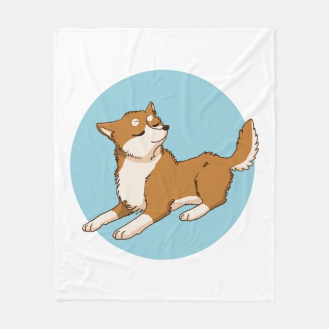 Blå shiba-design. fleecefilt (Framsidan)