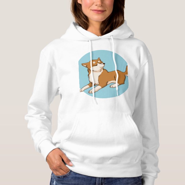 Blå shiba-design. t shirt (Framsida)