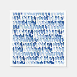 Blå shibori, vattenfärg kort linjer mönster pappersservett