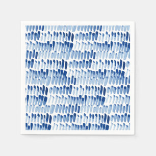 Blå shibori, vattenfärg kort linjer mönster pappersservett