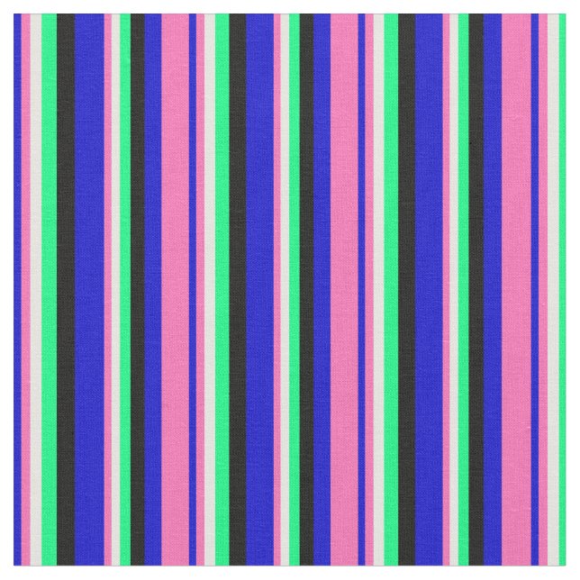 Blå, Shock rosa, färgfärgfärgad, Grönt och svart F Tyg (Närbild)