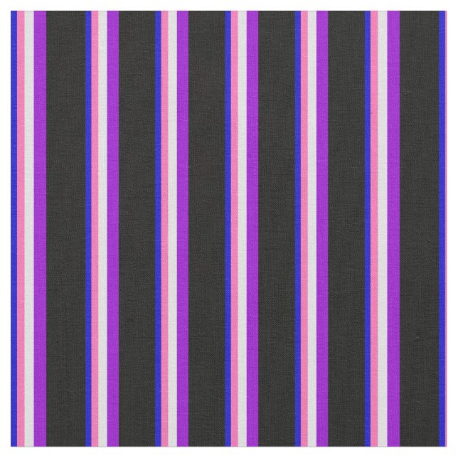 Blå, Shock rosa, Lavender, Mörk Violet och Black Tyg (Närbild)