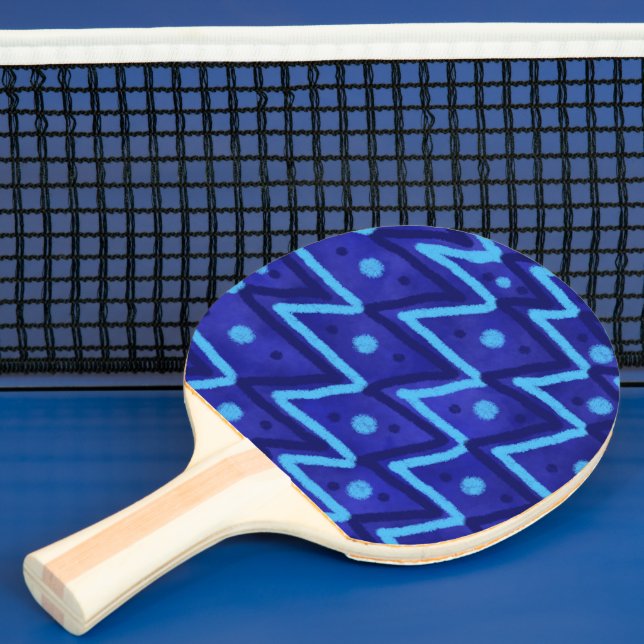 Blå Sicksack Prickar Funky Mönster Pingisracket (Insitu)