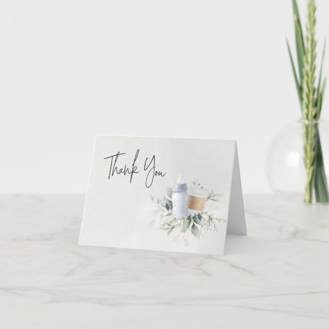 Blå sida och se Nyfödd bebis-format tackkort (Framsida)