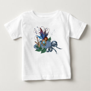 Blå sida vid Blåa blommor Design 1 Tee Shirt
