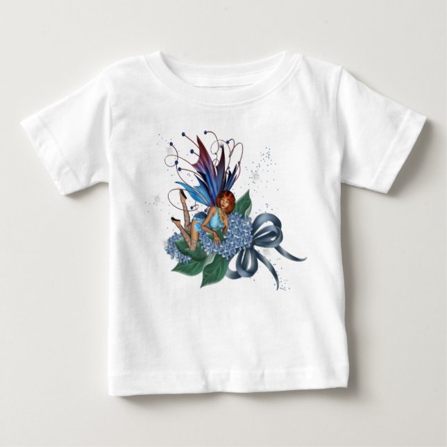 Blå sida vid Blåa blommor Design 1 Tee Shirt (Framsida)