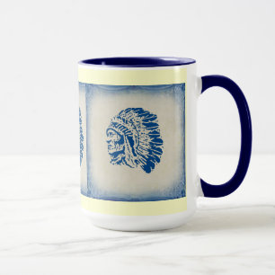 Blå Silhouette Indian Chief Mugg