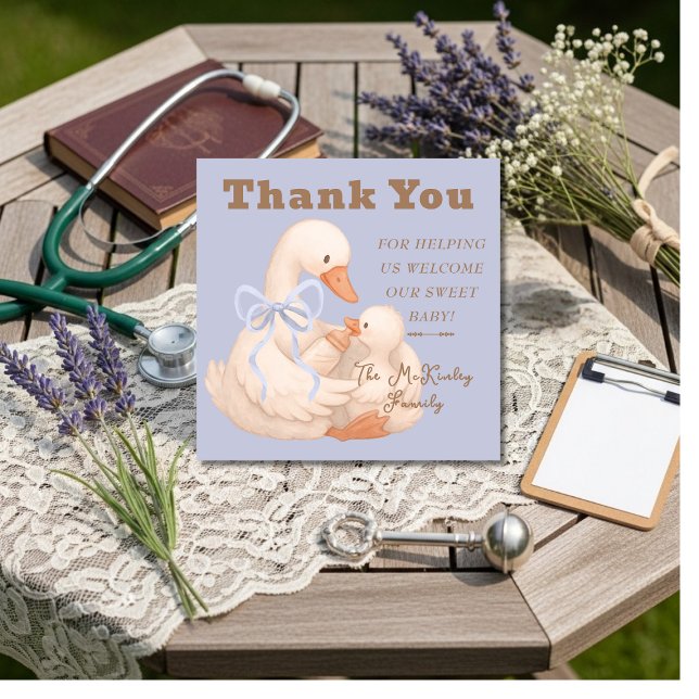 Blå Silly Goose Förlossning NICU Sjukhus    Tack Kort (Silly Goose Blue Labor Delivery NICU Hospital Thank You Card)