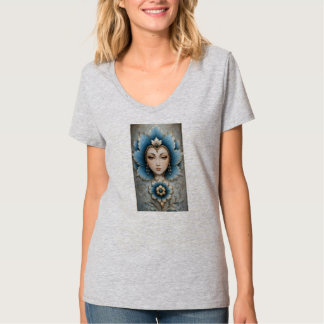 Blå & Silver Blommig Dam Denimjacka – Elegant F T Shirt