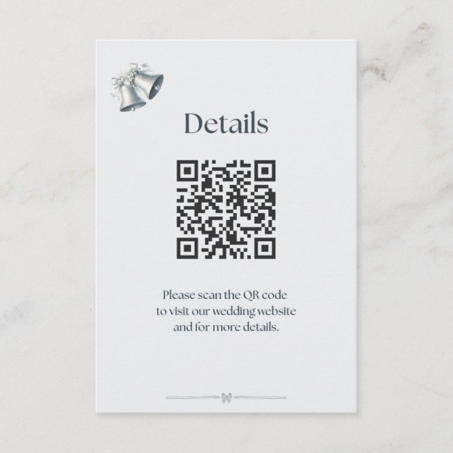 Blå Silver Bröllopsklockor Detaljer Bifogad Handli Tilläggskort (Framsida)