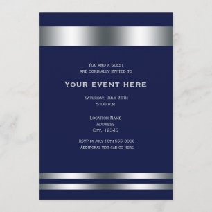 Blå Silver Elegant Middagsfest Invitation Inbjudningar